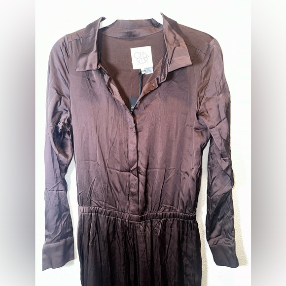 Chaser Button Down Collared Jumpsuit in Brown NWT Size Small - Picture 2 of 7